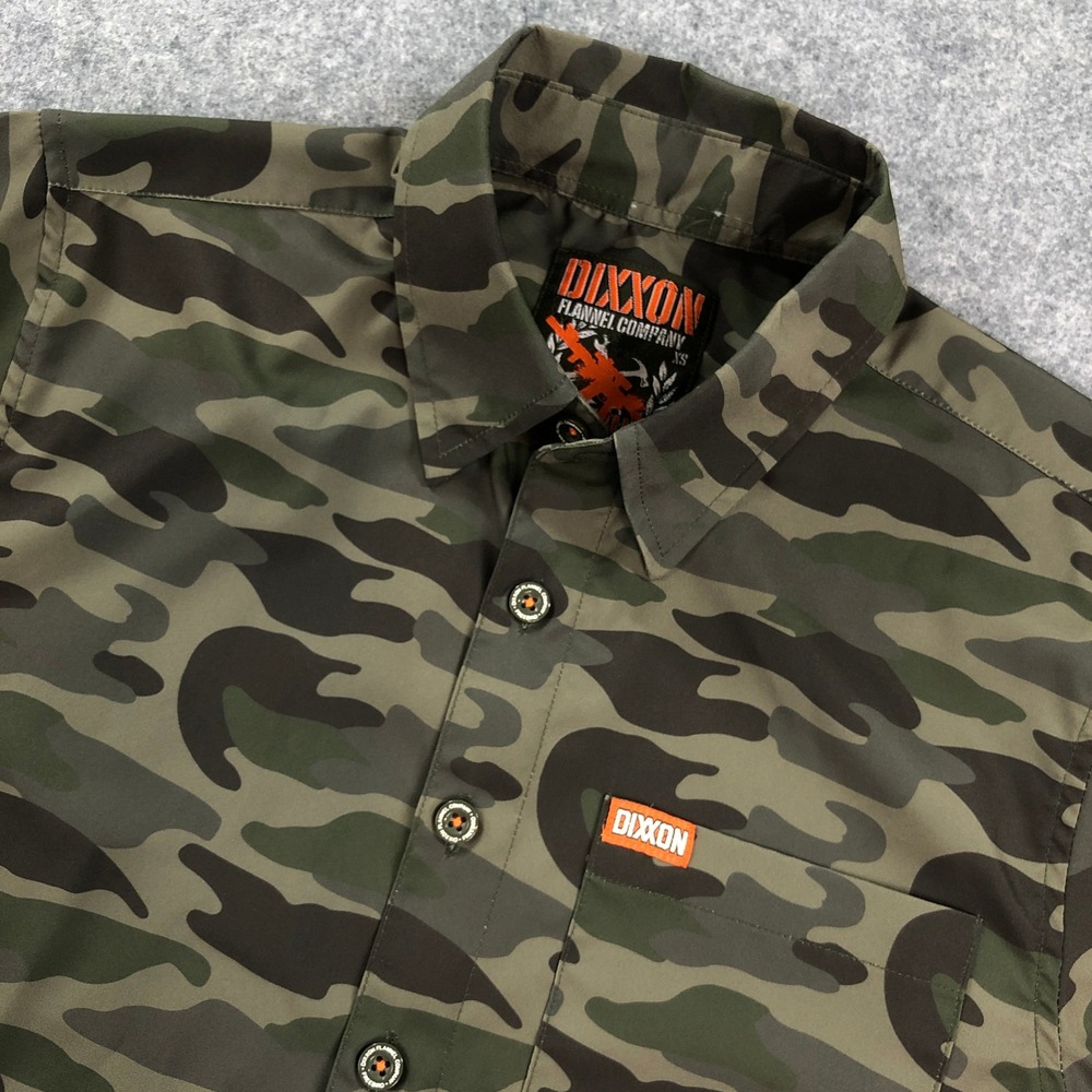 Dixxon Flannel Company Freebird Mens Shirt XS Green Camouflage Short Sleeve
